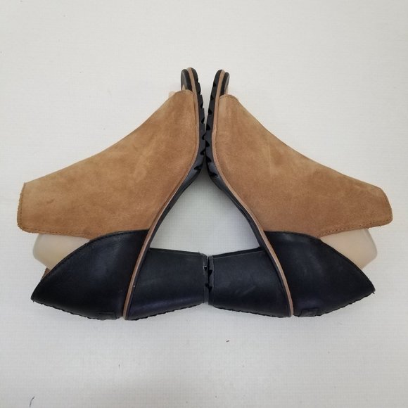 Sorel‎ 9.5 Leather 2 Tone Black Brown Heeled Open Toe Booties NADIA - Picture 11 of 13